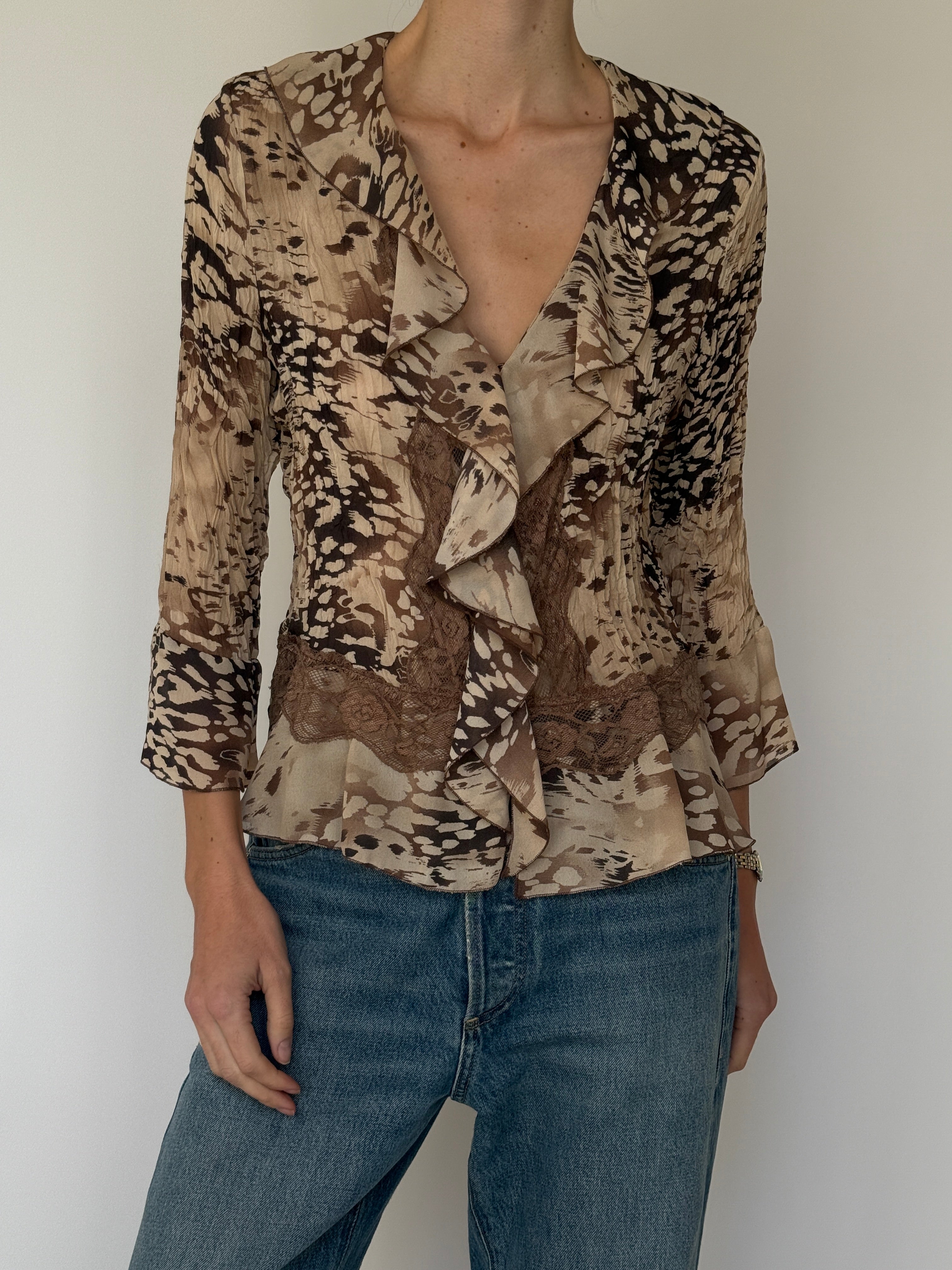 Vintage Sheer Ruffle Blouse 7019