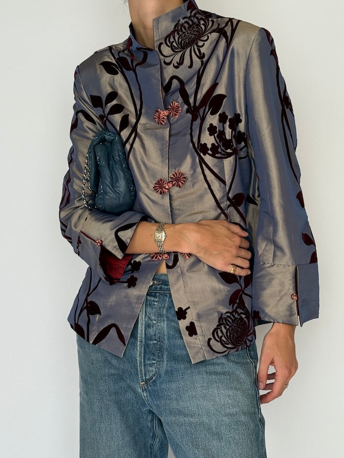 Vintage Mandarin Collar Brocade Jacket 6487