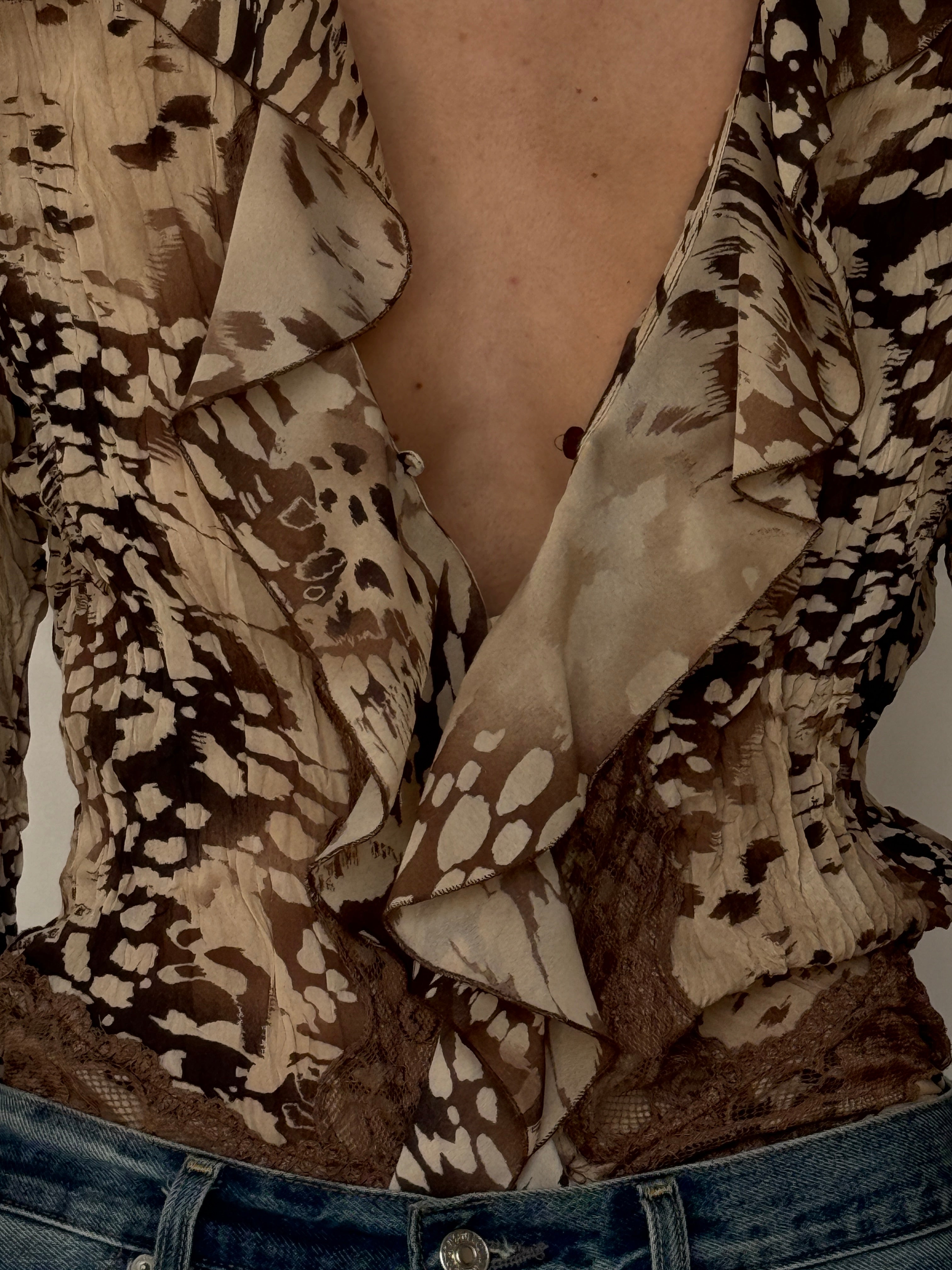 Vintage Sheer Ruffle Blouse 7019