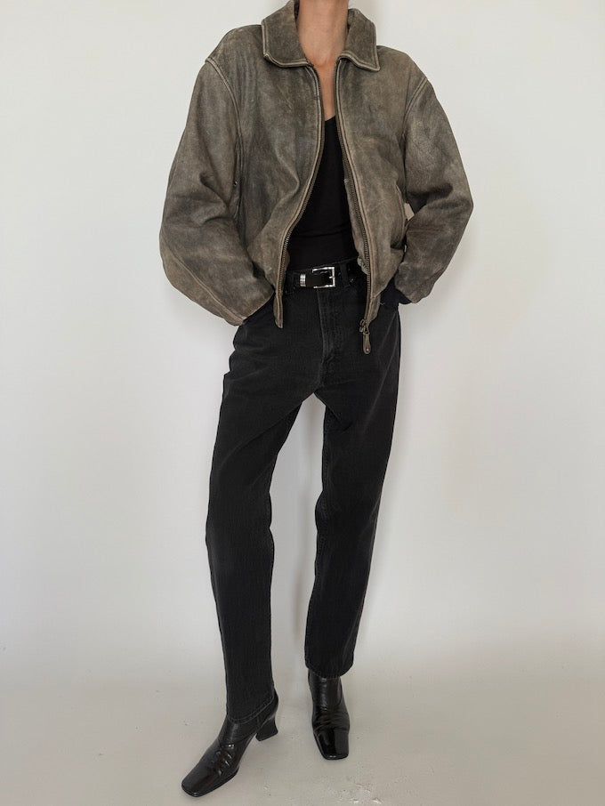 Vintage Distressed Leather Jacket 5405