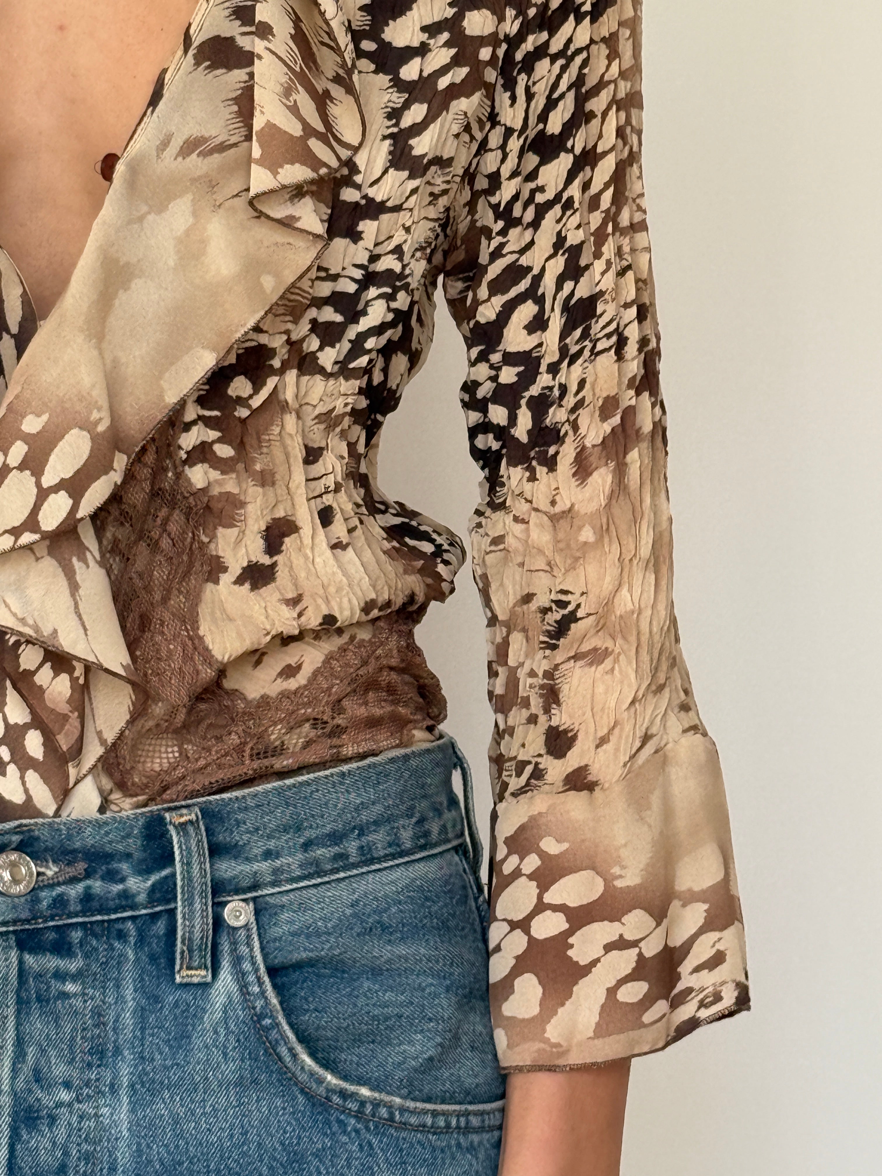 Vintage Sheer Ruffle Blouse 7019