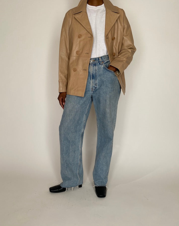 VINTAGE BEIGE LEATHER JACKET 4053