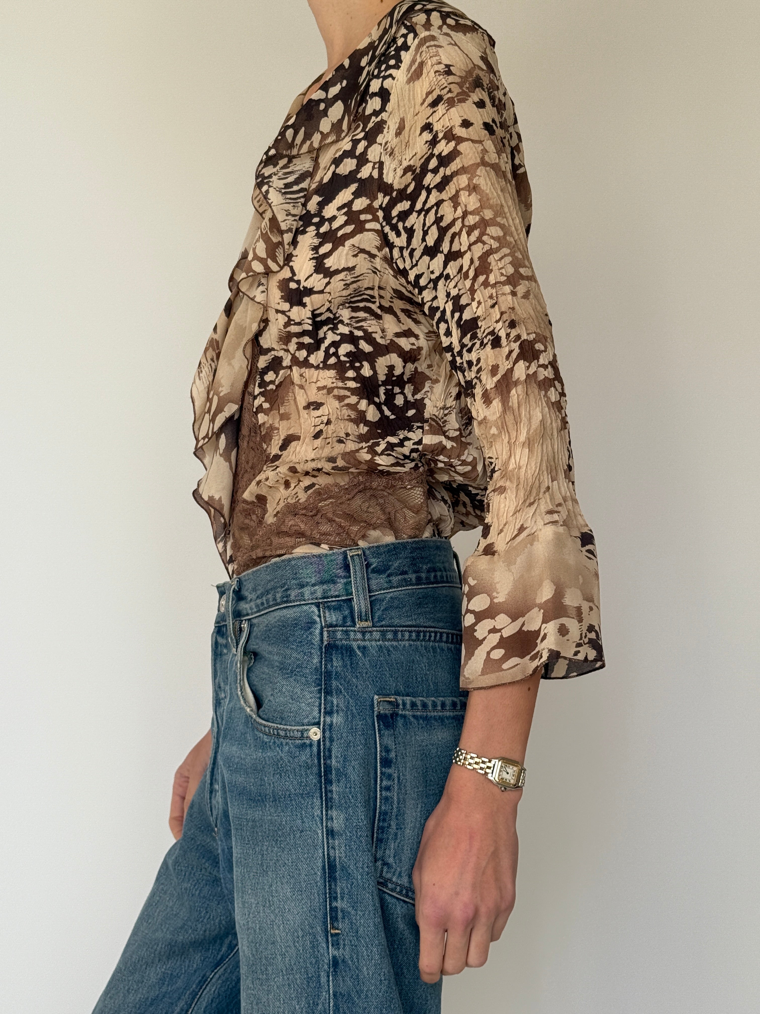 Vintage Sheer Ruffle Blouse 7019