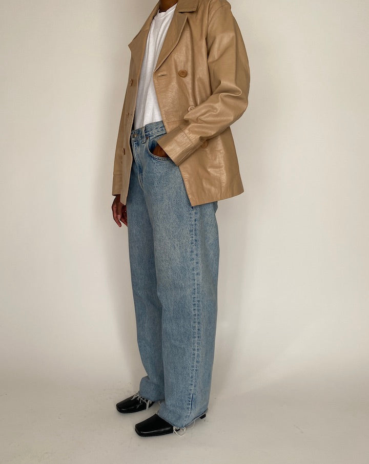 VINTAGE BEIGE LEATHER JACKET 4053