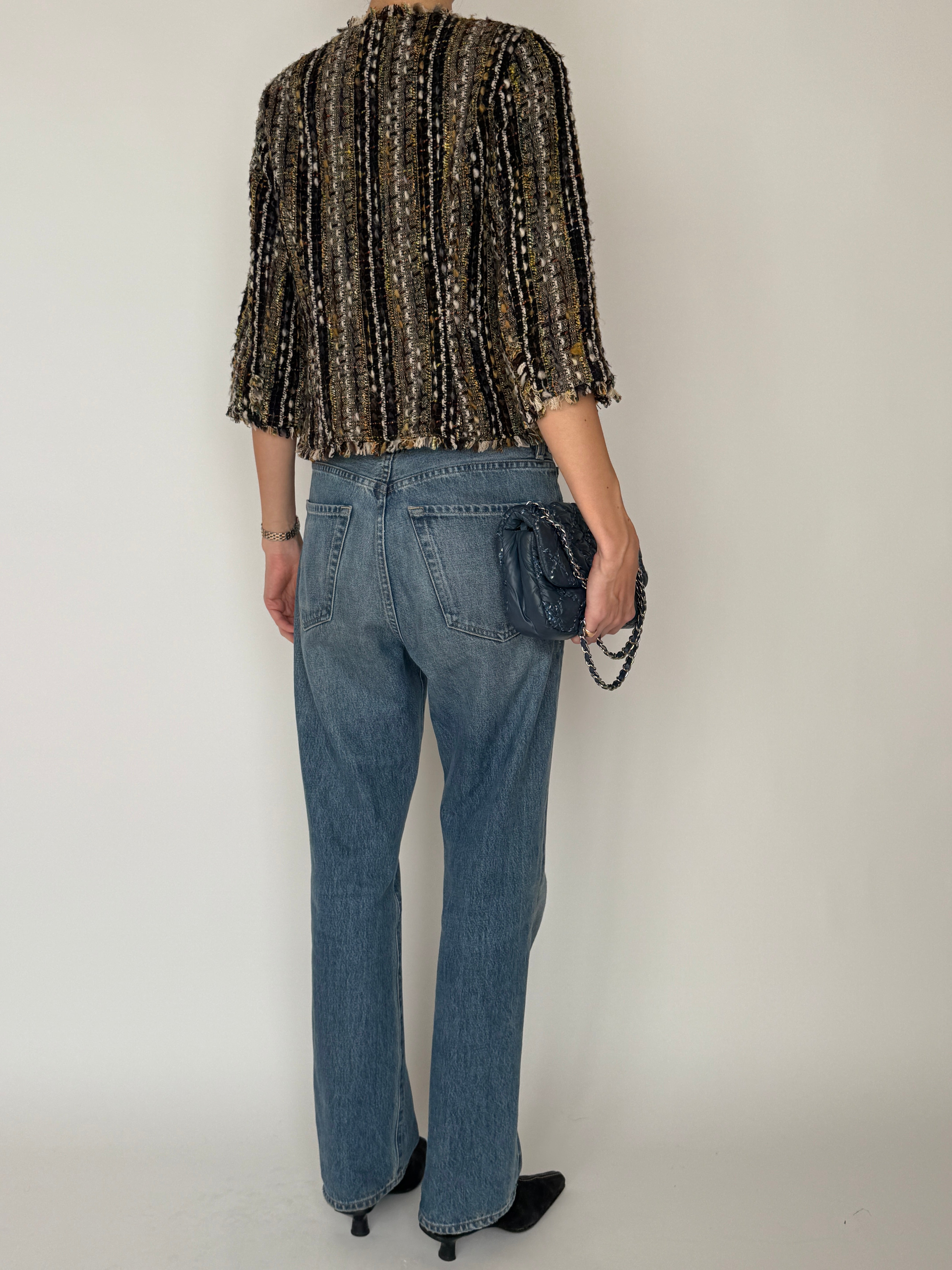 Vintage tweed cropped jacket multi back view