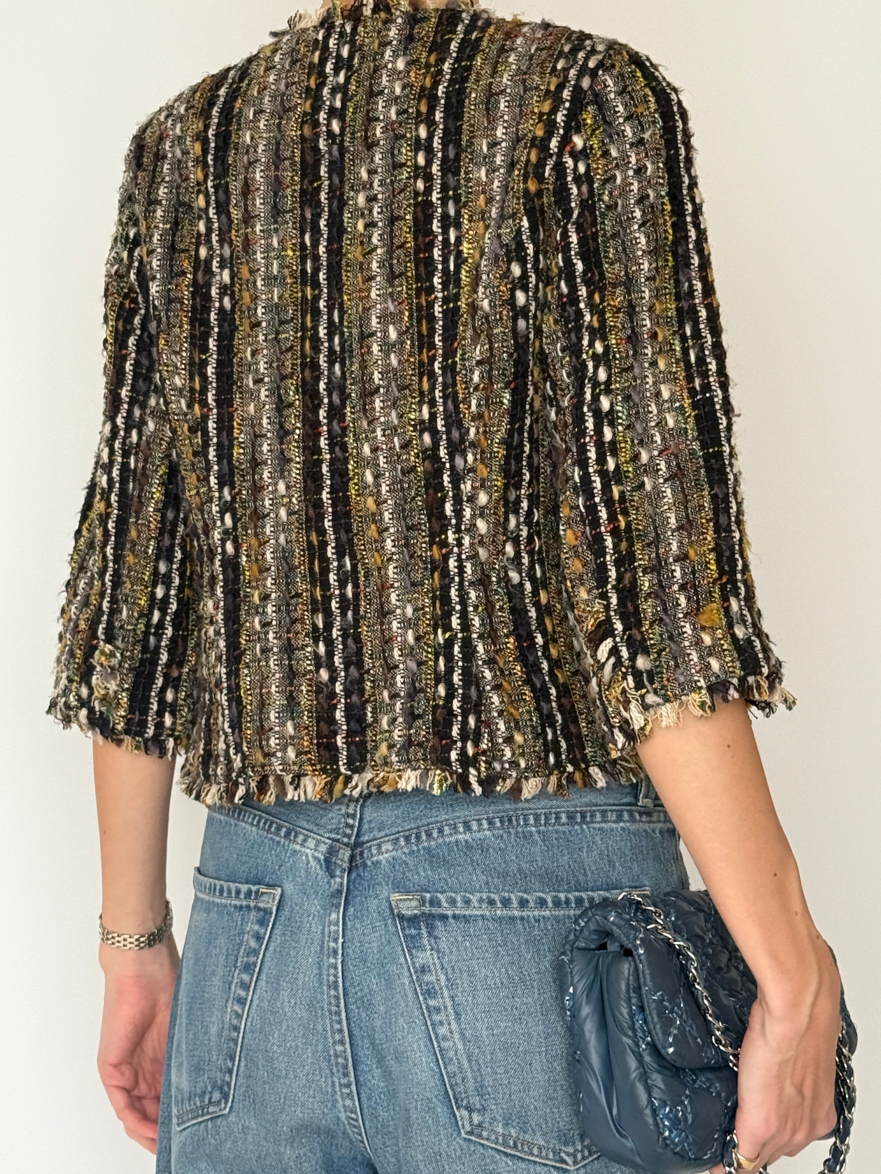 Vintage tweed cropped jacket multi back view