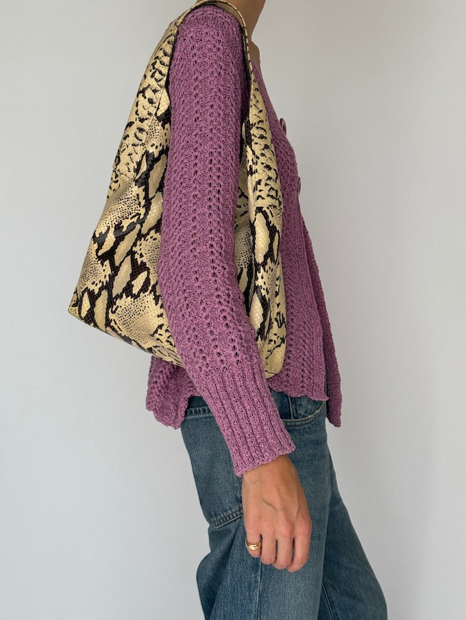 Vintage Open-Knit Cardigan Purple 6492