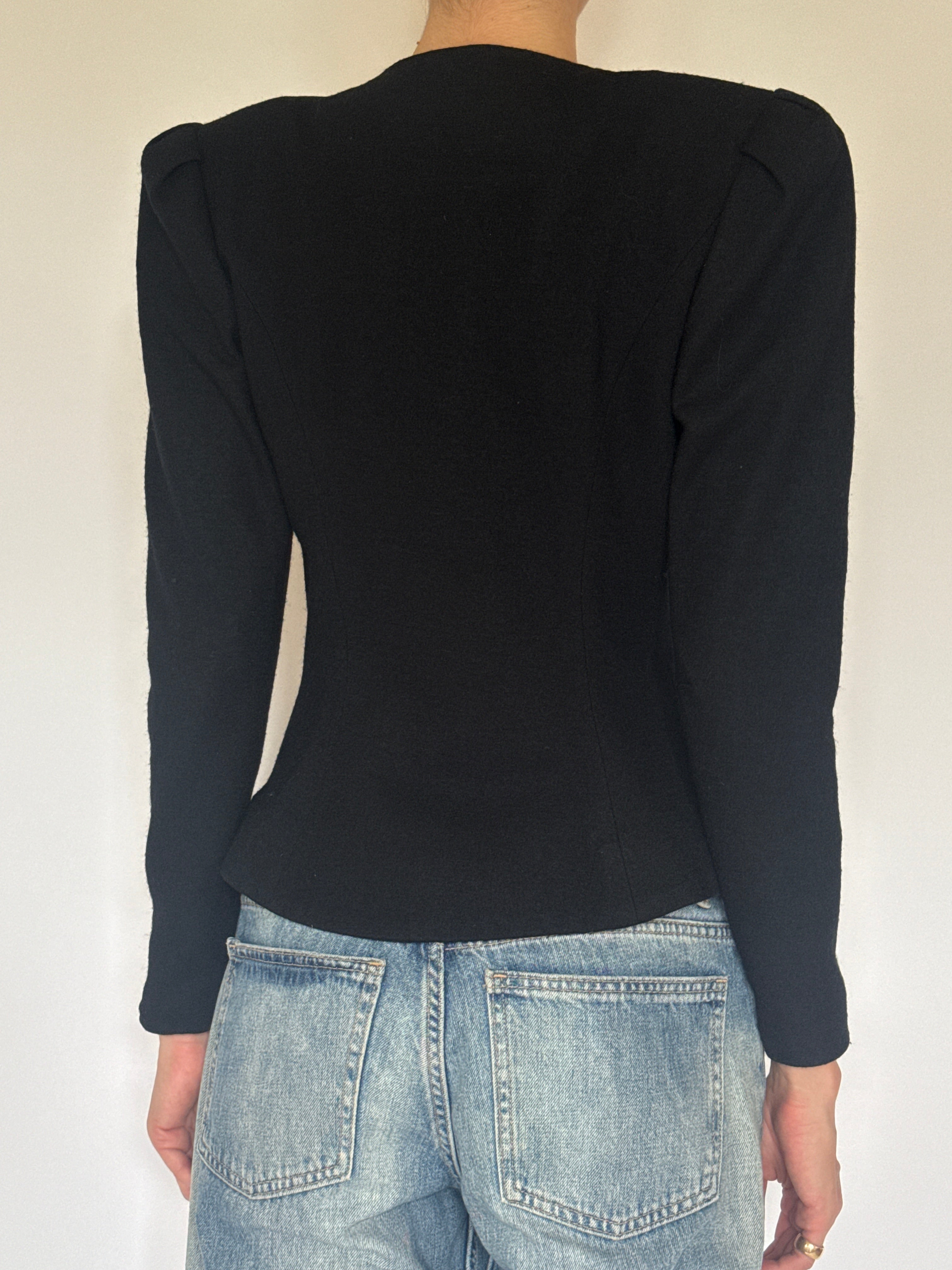 Vintage Richard Warren embroidered wool jacket black side view