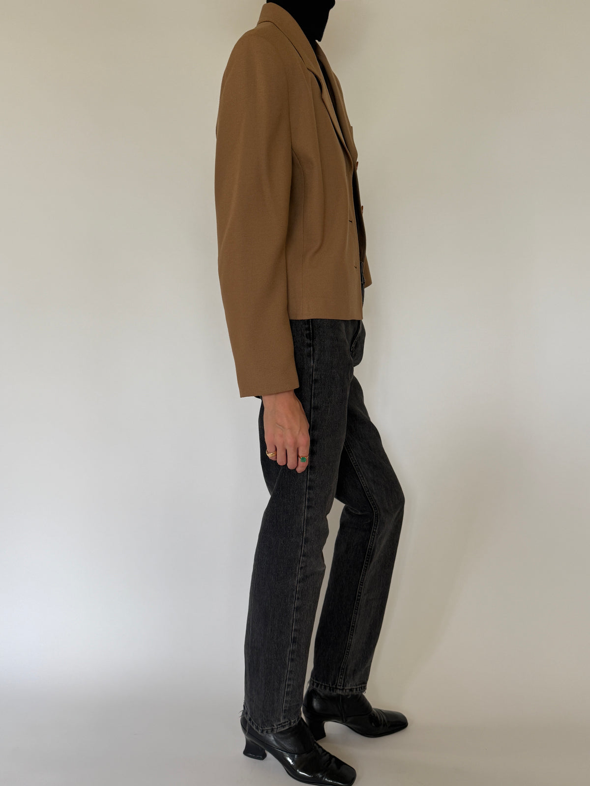 Vintage Cropped Blazer Brown 7651
