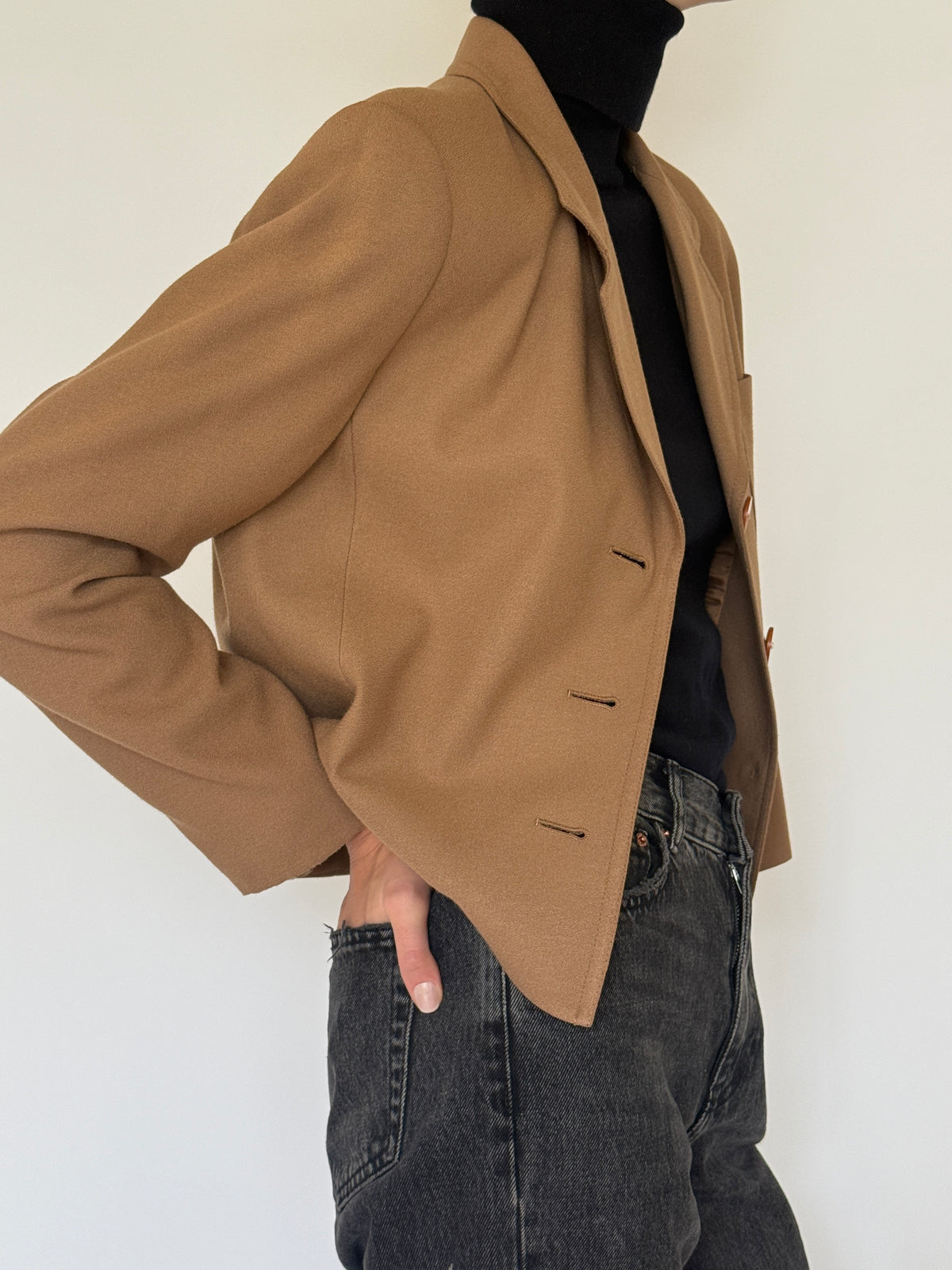 Vintage Cropped Blazer Brown 7651