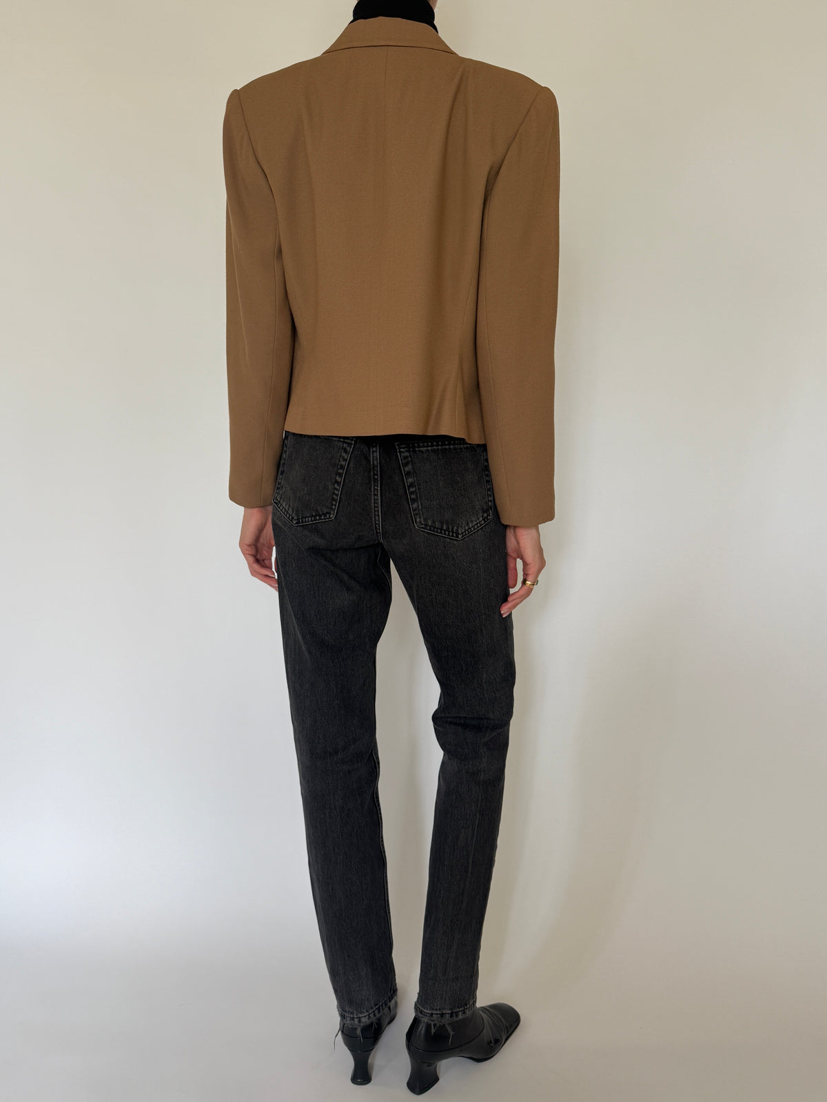 Vintage Cropped Blazer Brown 7651