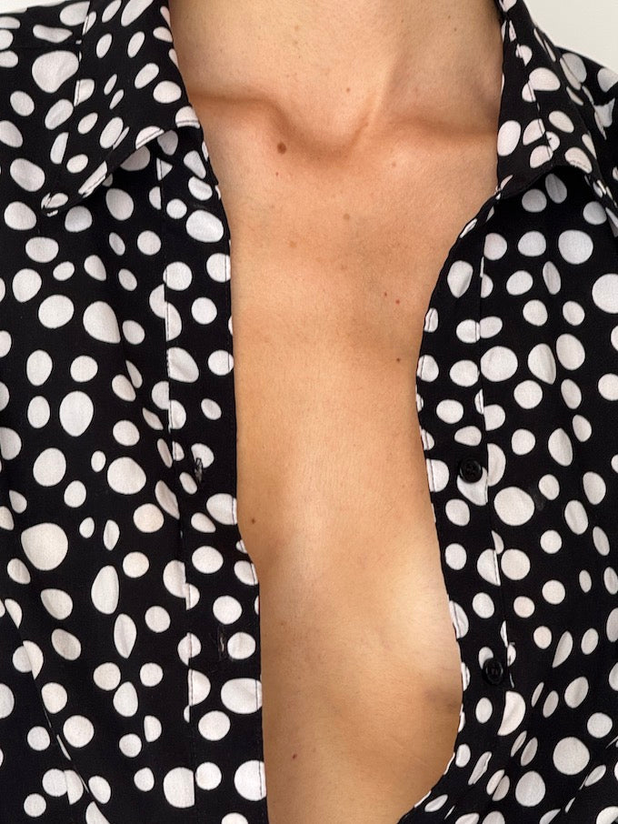 Vintage Polka Dot Button-Up Blouse 6491
