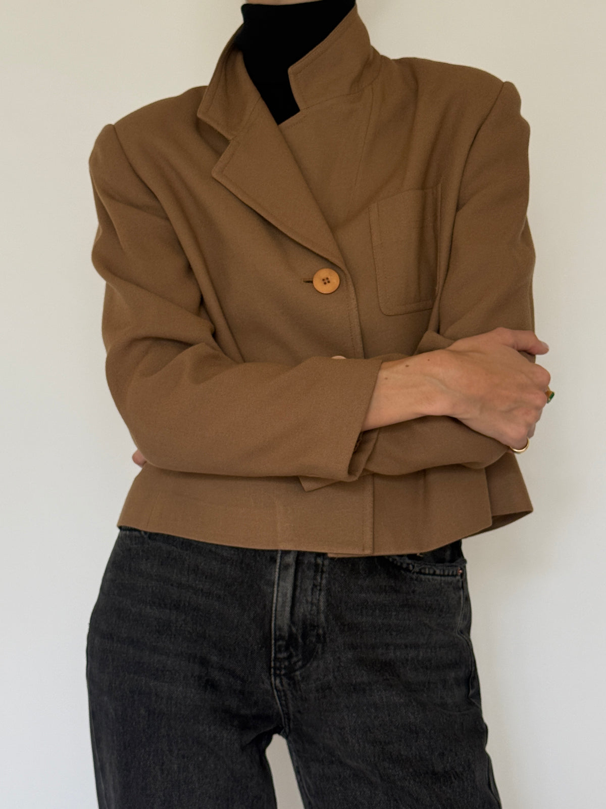 Vintage Cropped Blazer Brown 7651