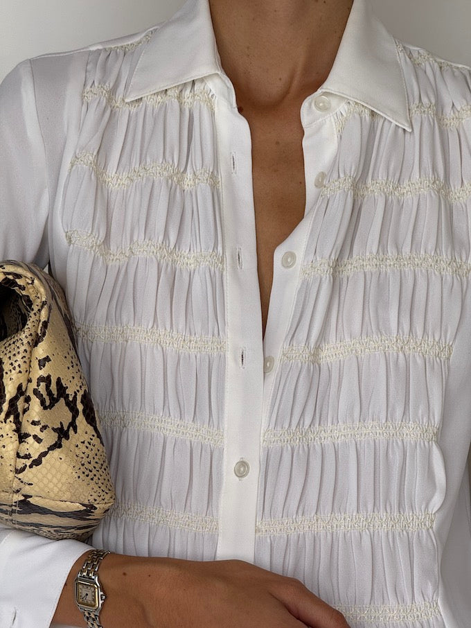 Vintage Romantic Regency-Style Pintuck Blouse 6490