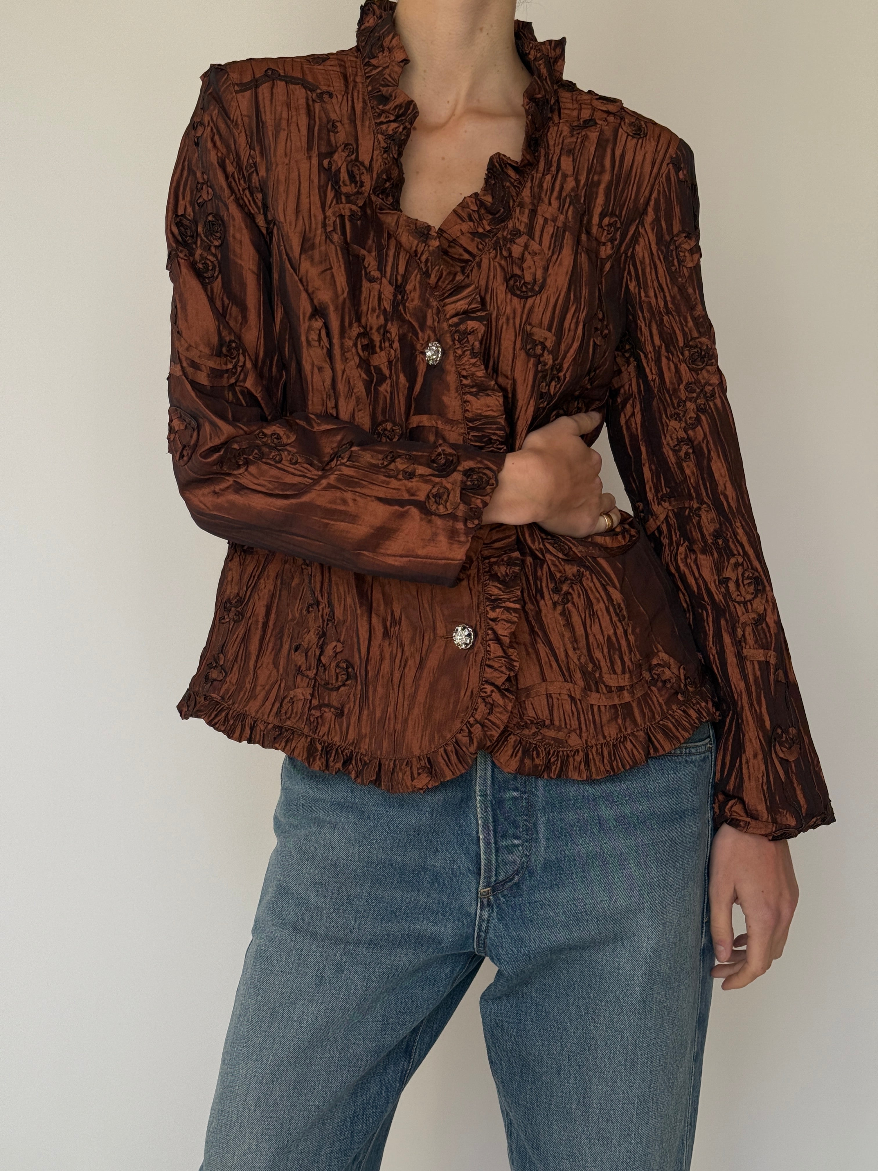 Vintage Textured Ruffle Jacket 7022