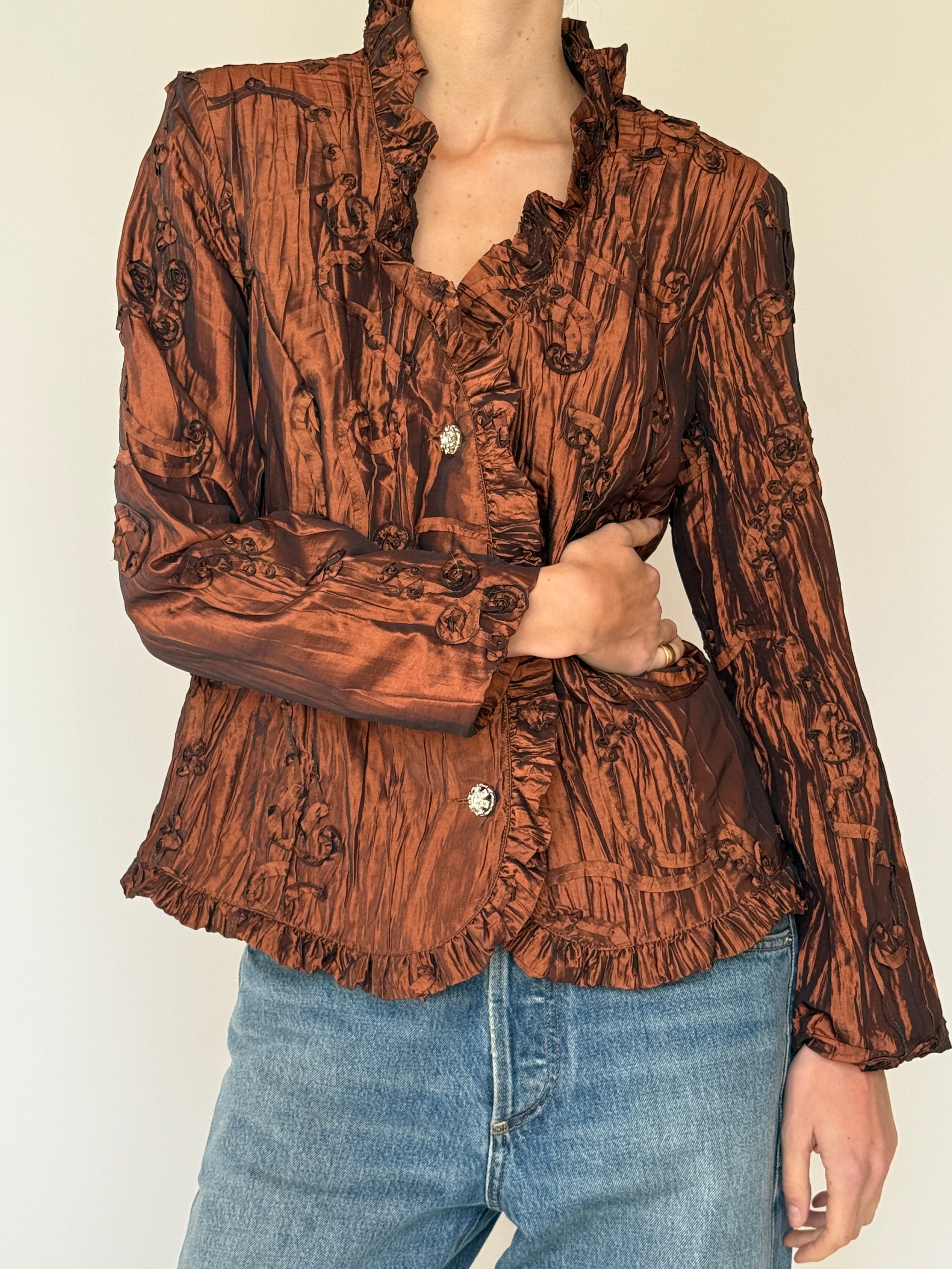 Vintage Textured Ruffle Jacket 7022