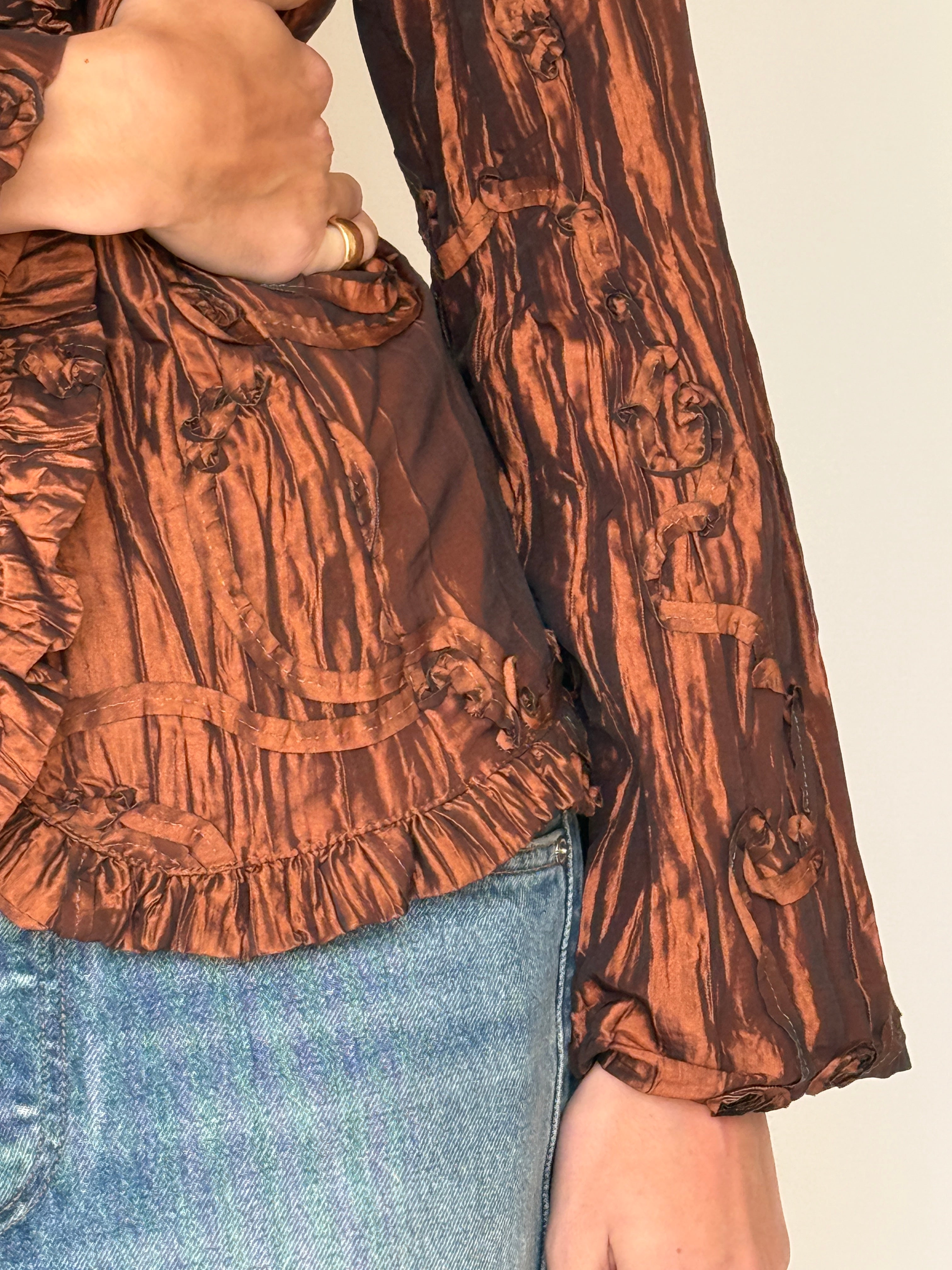 Vintage Textured Ruffle Jacket 7022