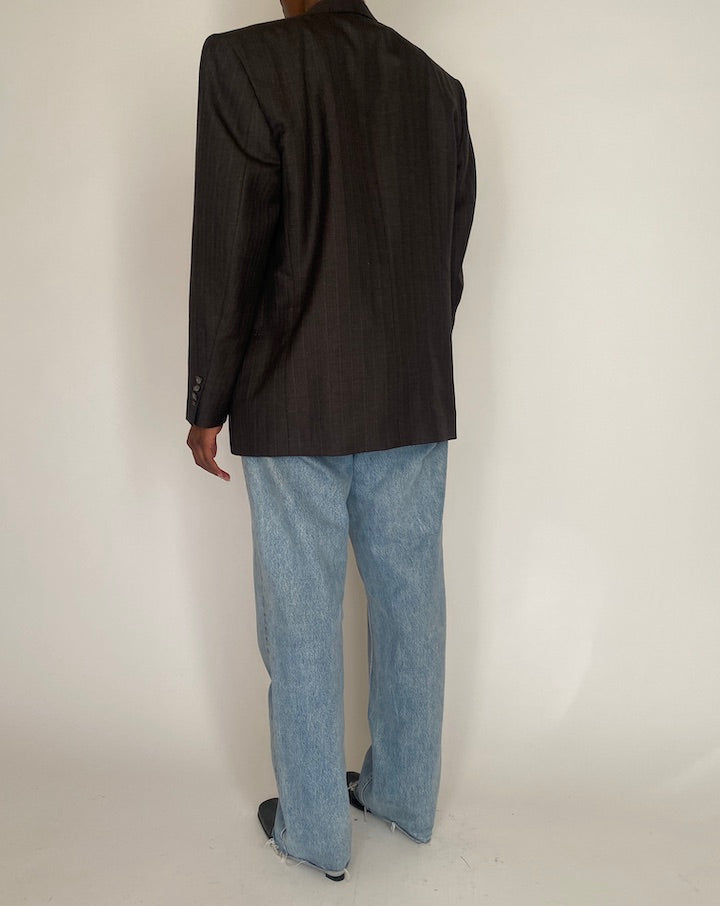VINTAGE DOUBLE-BREASTED PINSTRIPED BLAZER 4060