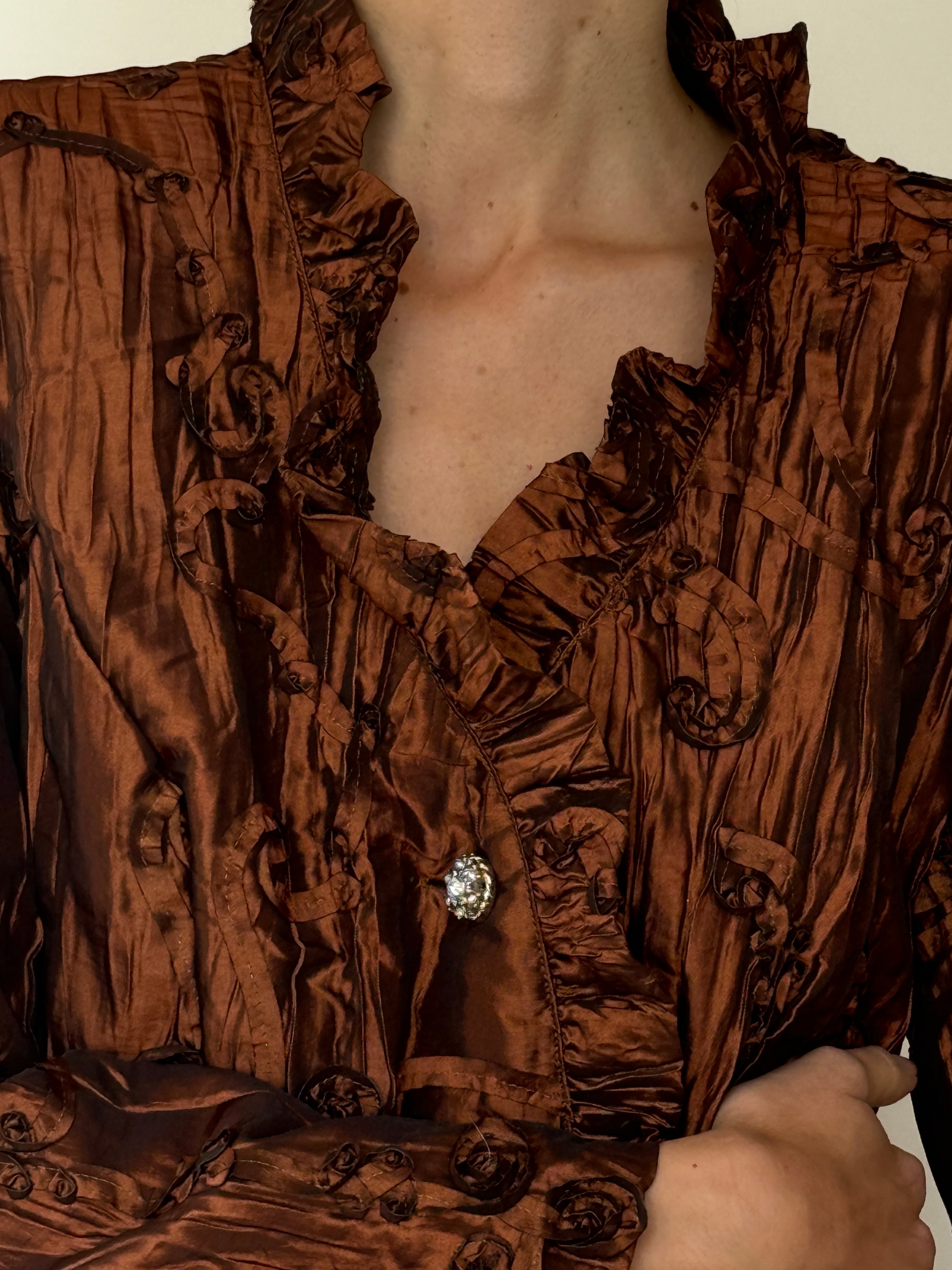 Vintage Textured Ruffle Jacket 7022