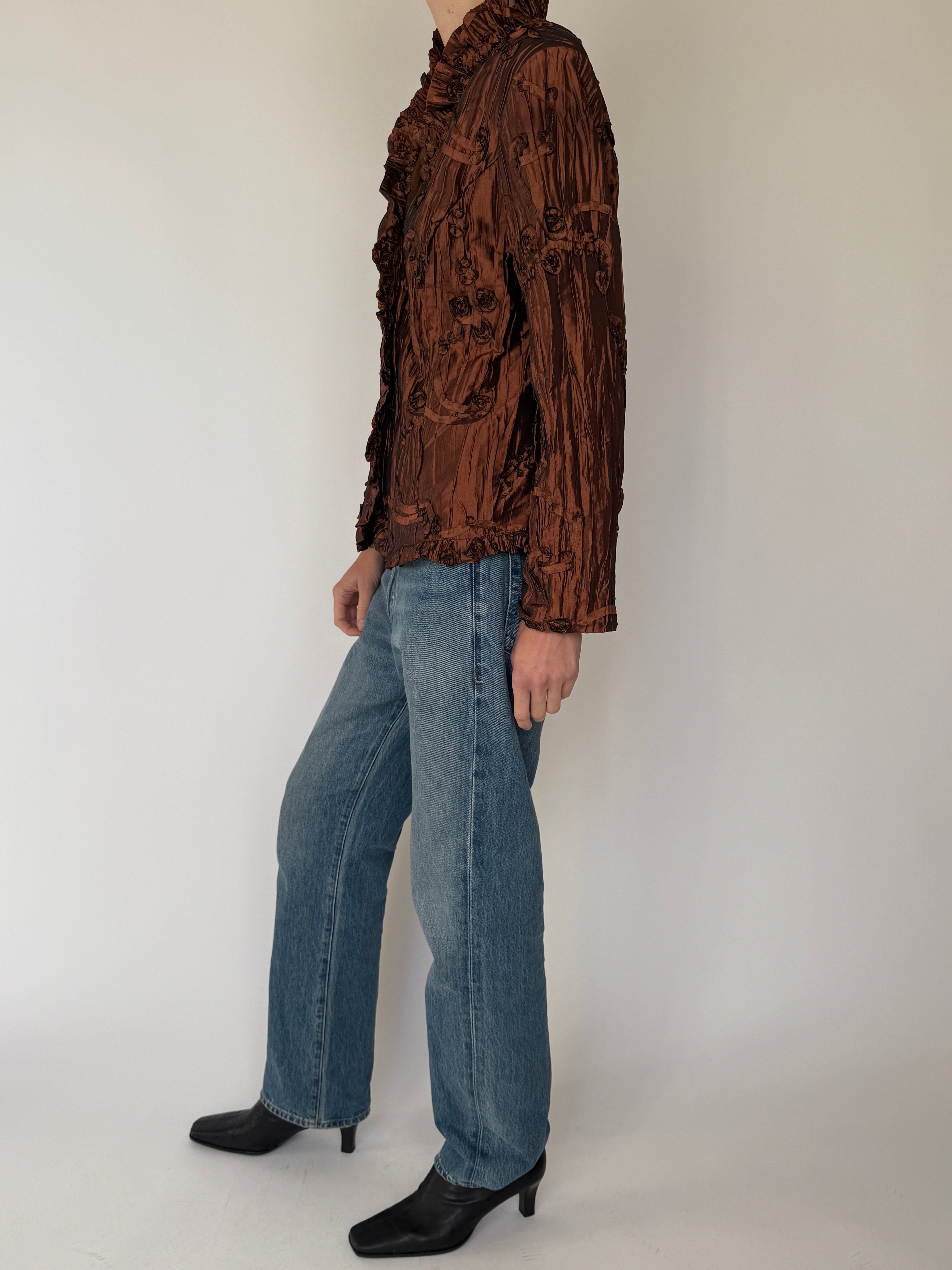 Vintage Textured Ruffle Jacket 7022