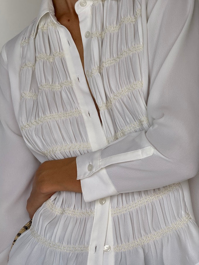 Vintage Romantic Regency-Style Pintuck Blouse 6490