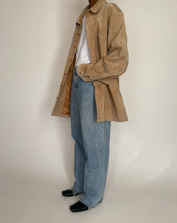 VINTAGE OVERSIZED BEIGE SUEDE LEATHER JACKET 4062