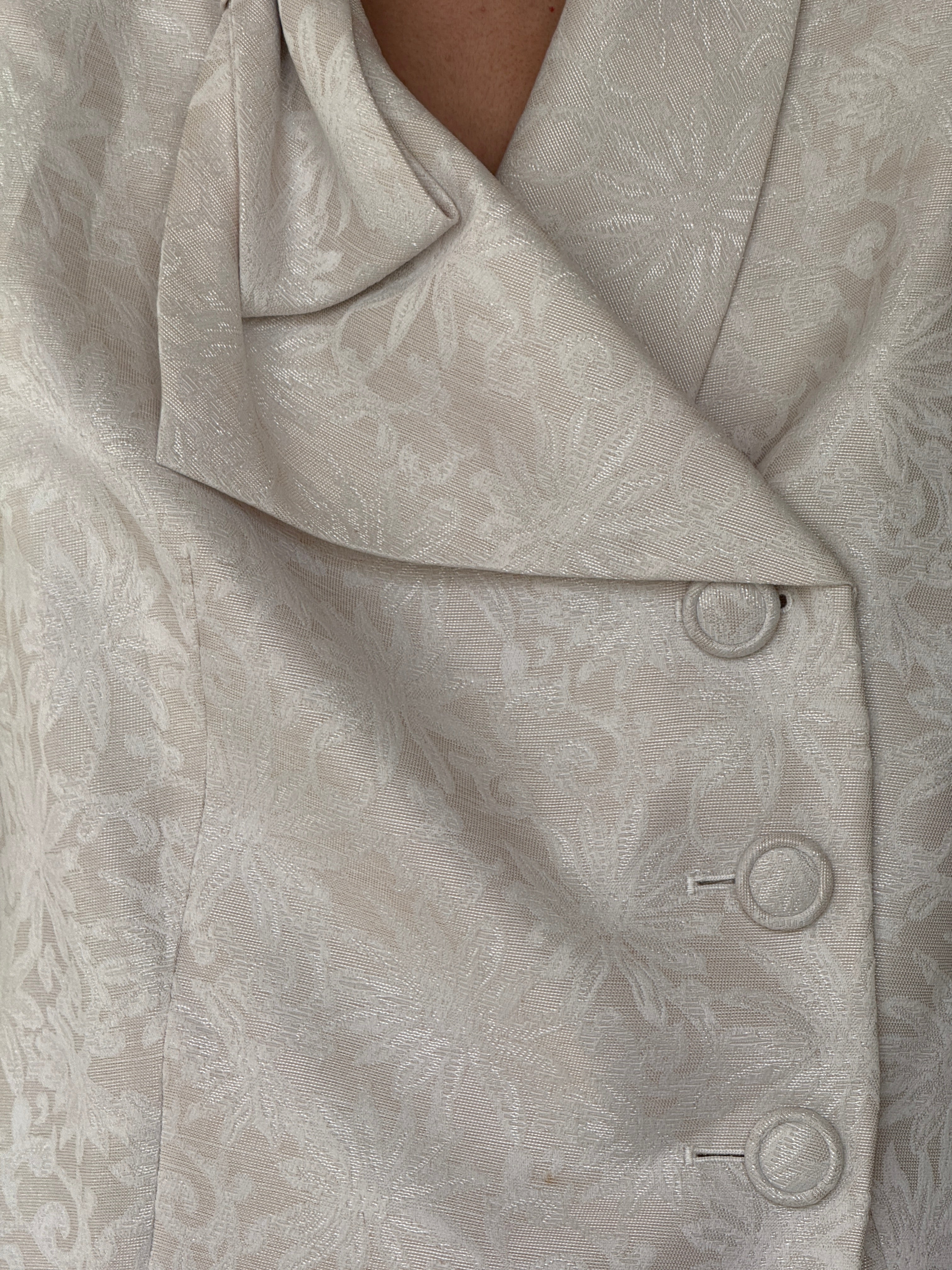 Vintage Ivory Jacquard Wrap Blazer 7023