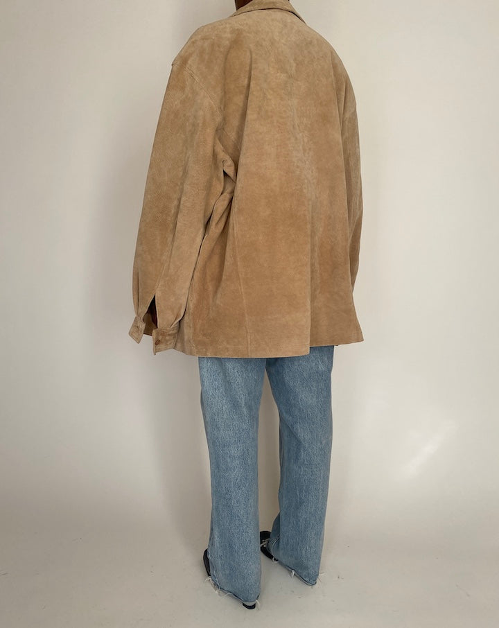 VINTAGE OVERSIZED BEIGE SUEDE LEATHER JACKET 4062