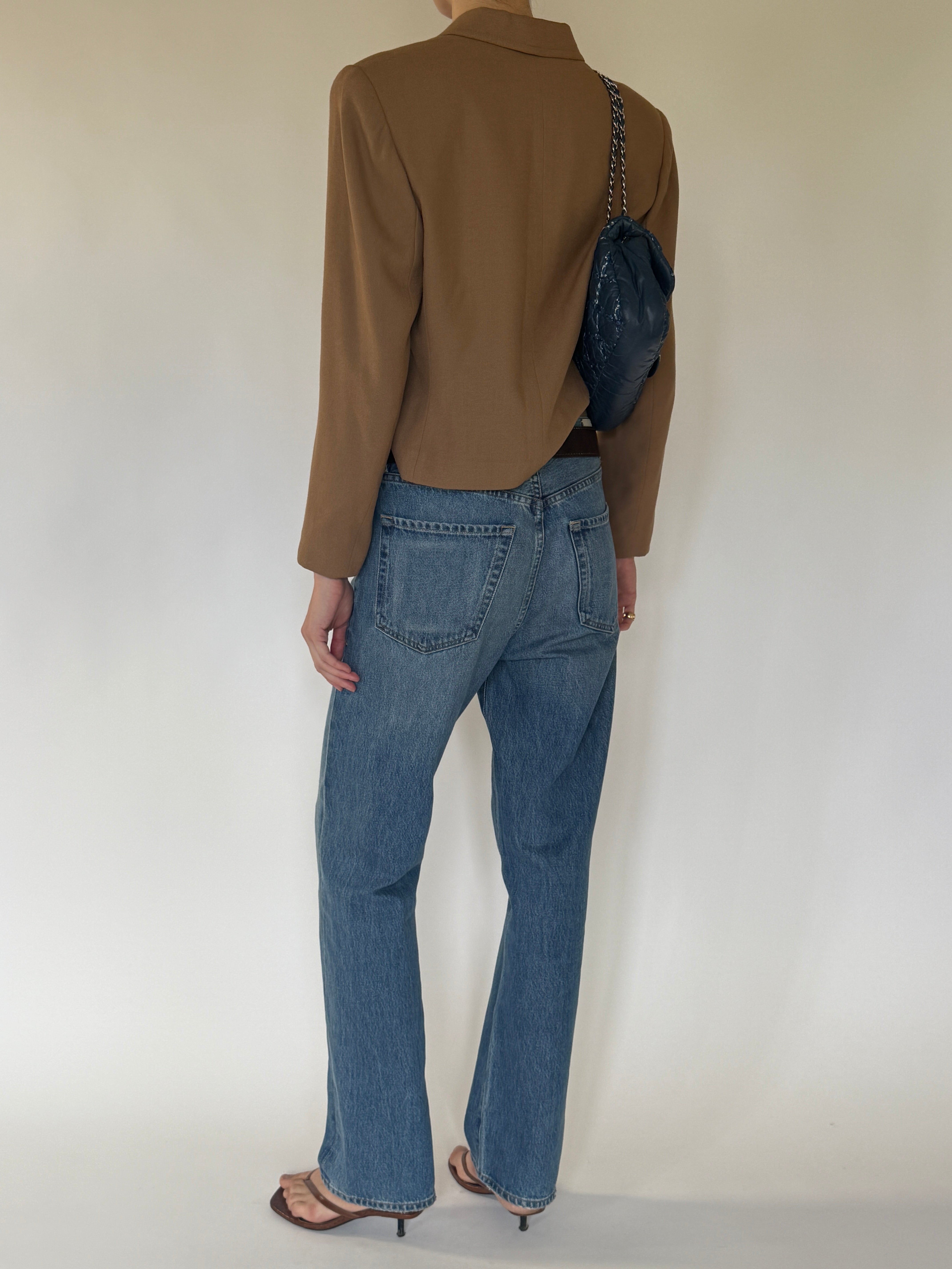 Vintage brown cropped blazer side angle