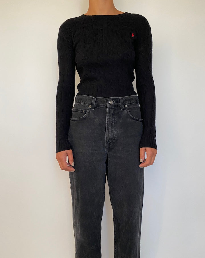 VINTAGE BLACK LONG SLEEVE RALPH LAUREN SWEATER 1819