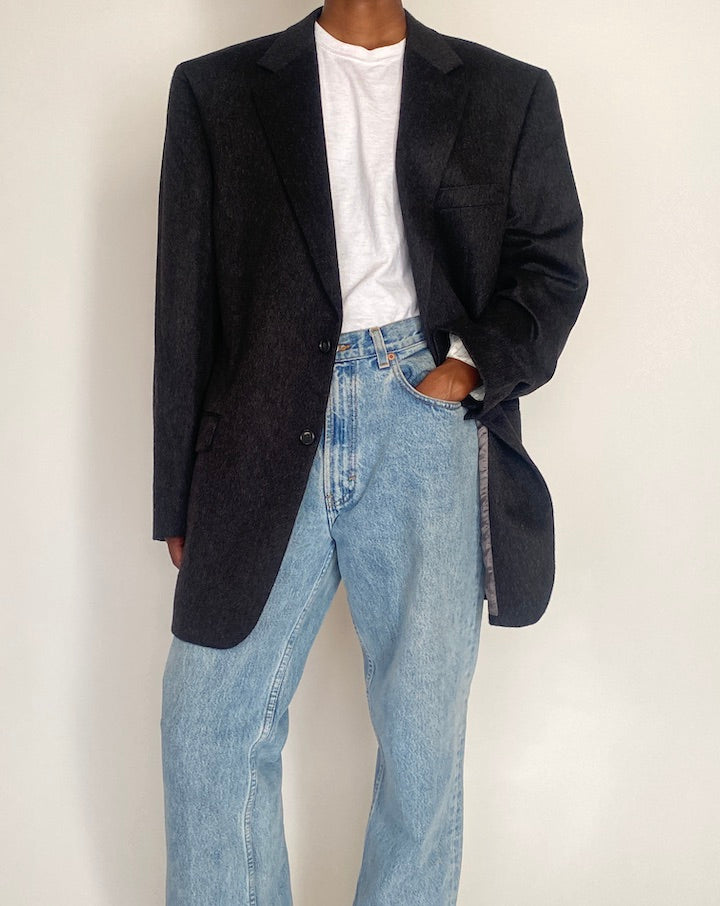 VINTAGE DARK GREY CASHMERE BLAZER 4065