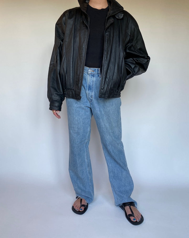 VINTAGE BLACK LEATHER JACKET 3074