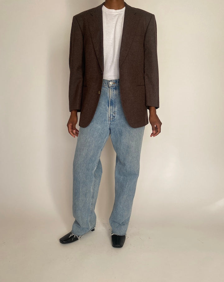 VINTAGE BROWN SINGLE-BREASTED BLAZER 4066