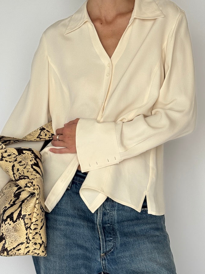 Vintage Silk Blouse in Cream 6511