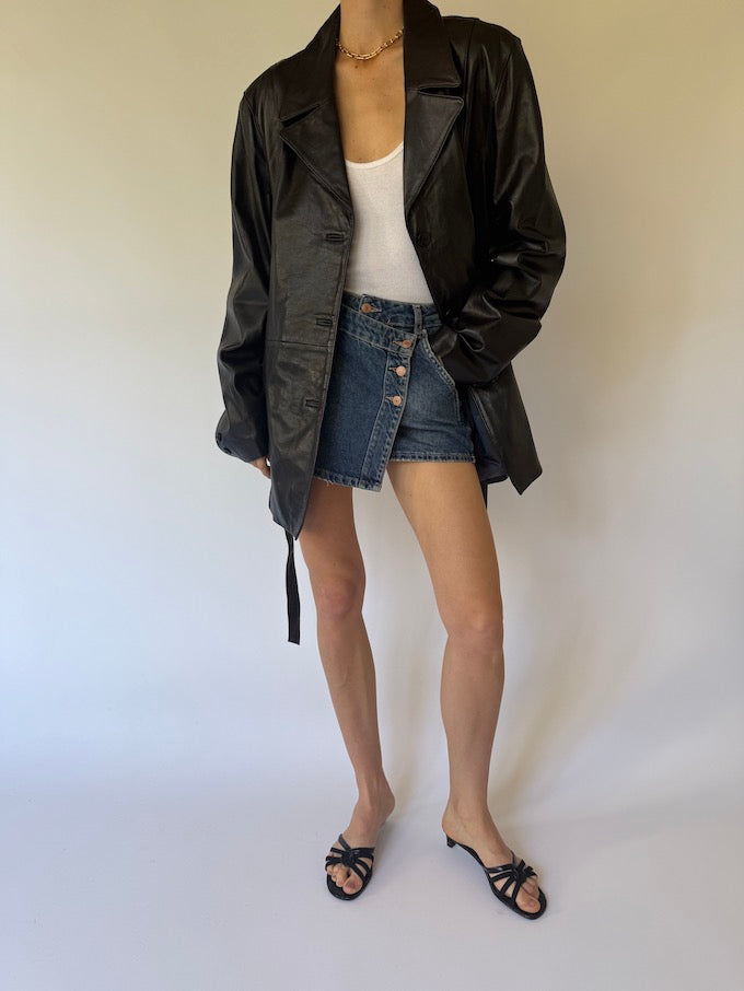 Vintage trench leather jacket 6082