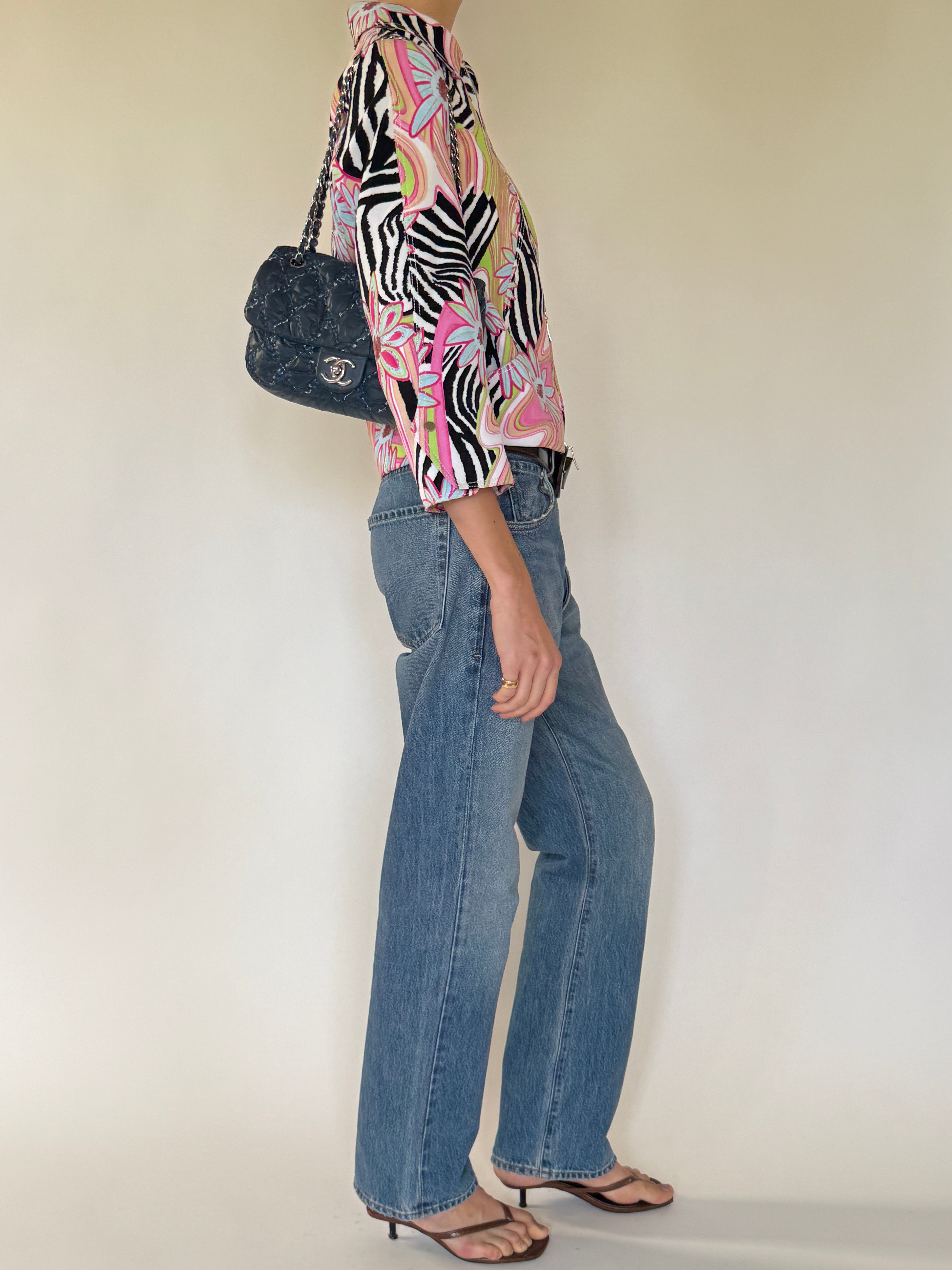 Vintage statement print jacket side view