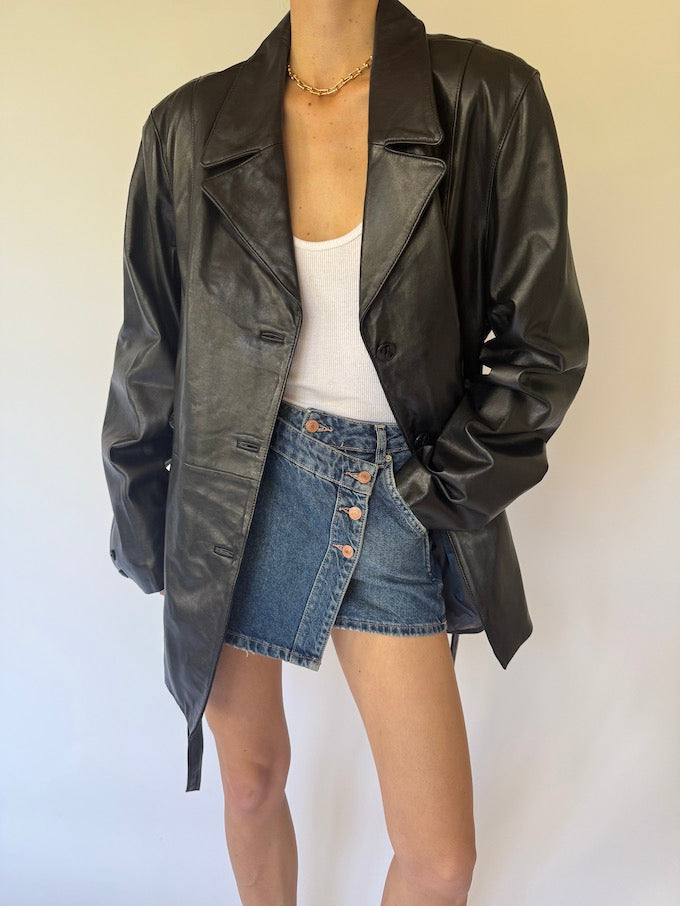 Vintage trench leather jacket 6082