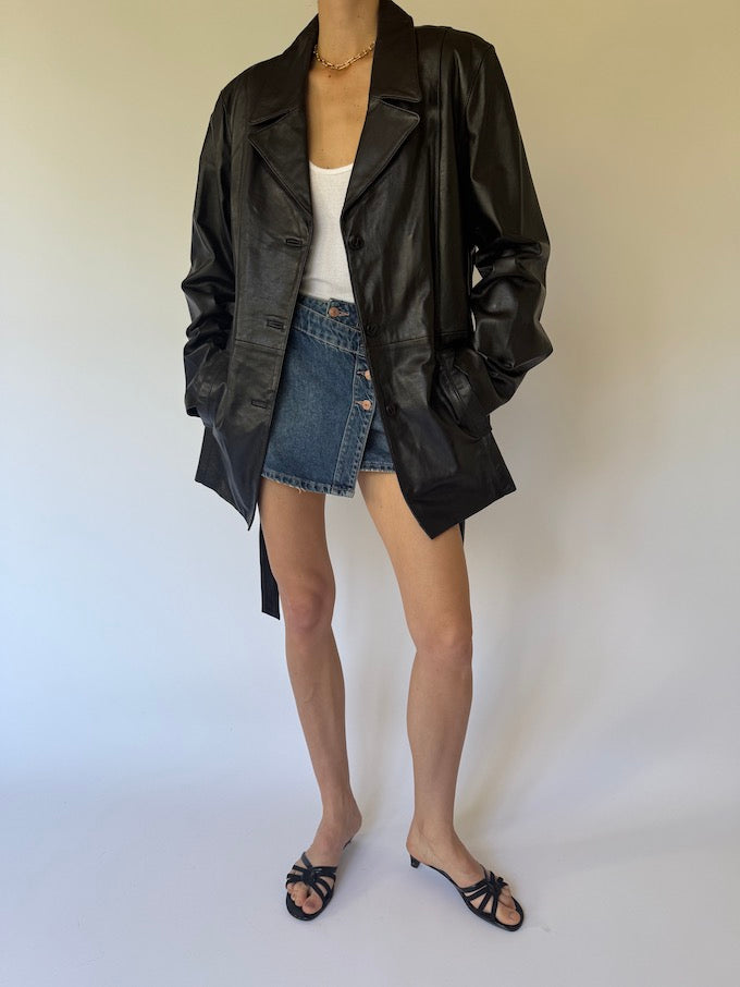 Vintage trench leather jacket 6082