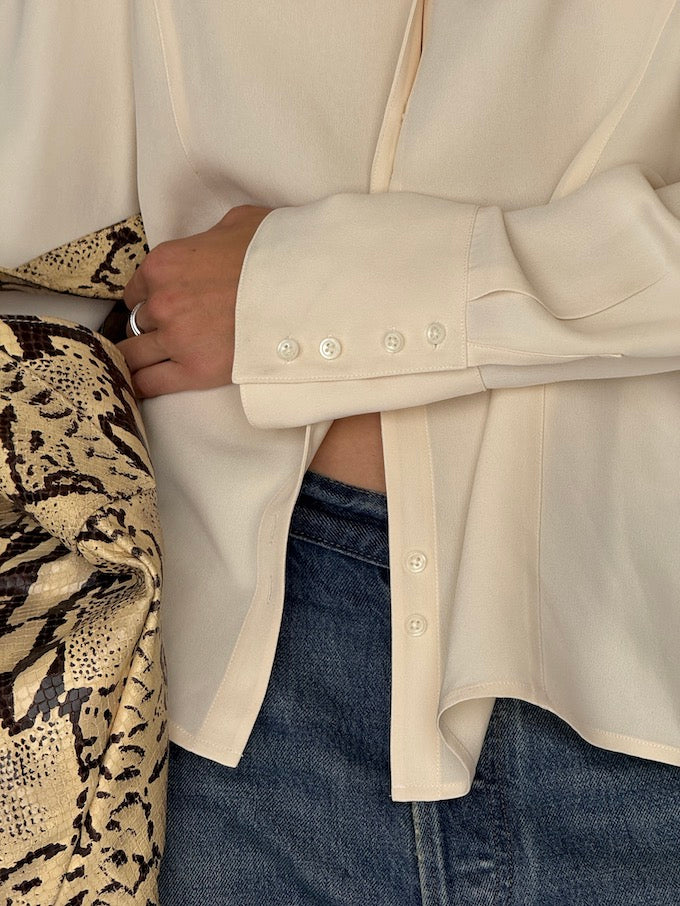 Vintage Silk Blouse in Cream 6511