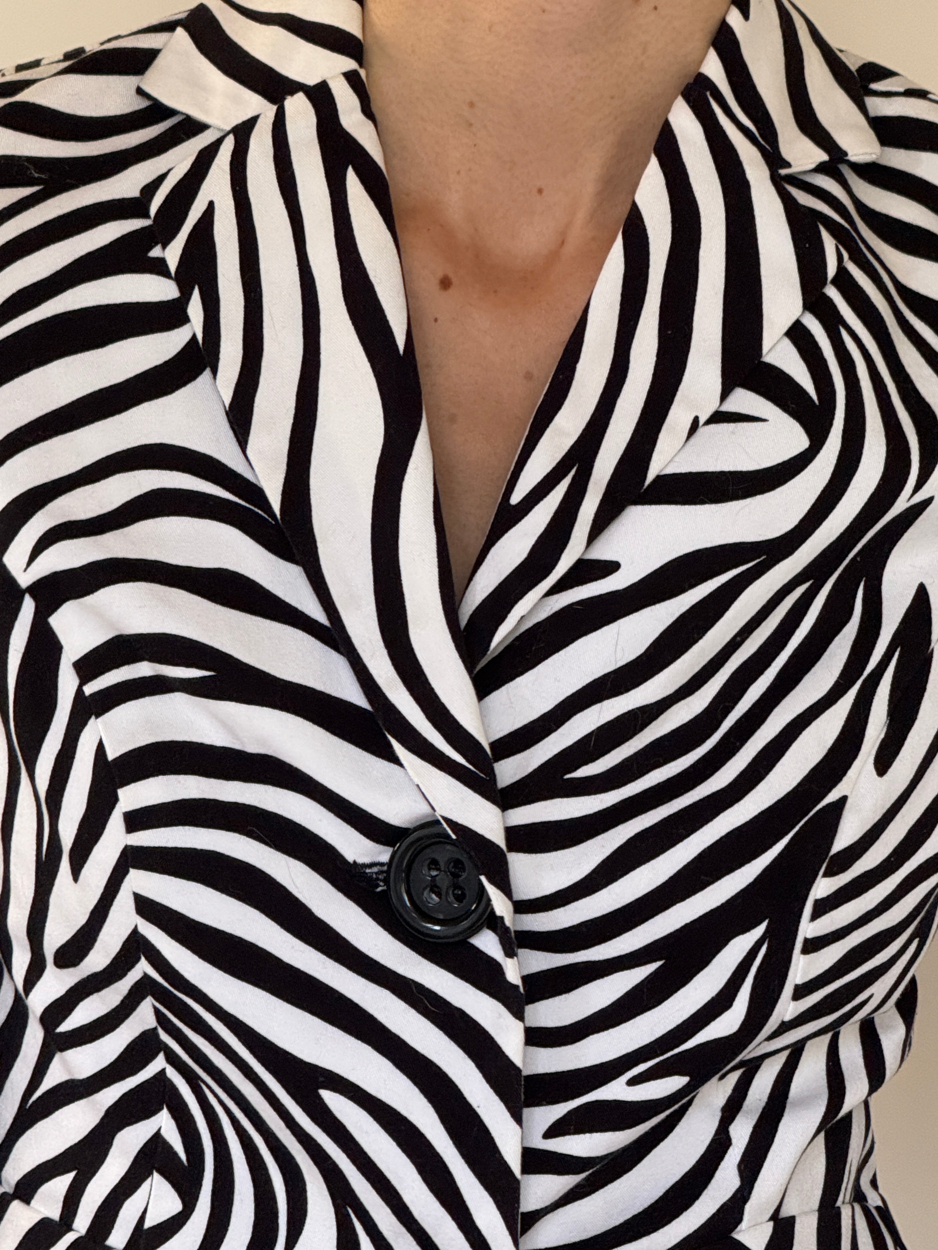 Vintage zebra print blazer front view