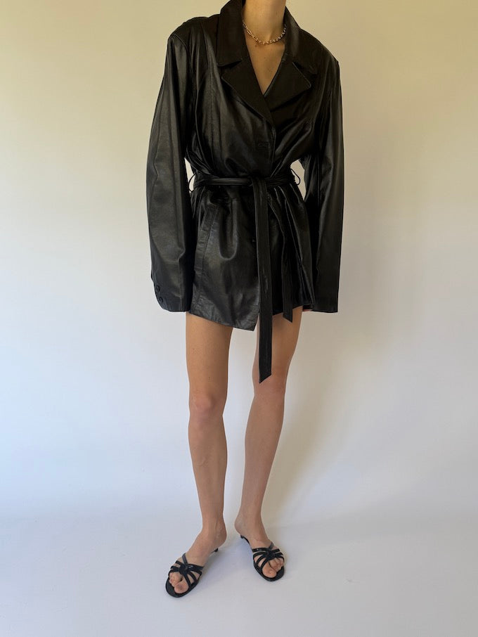Vintage trench leather jacket 6082