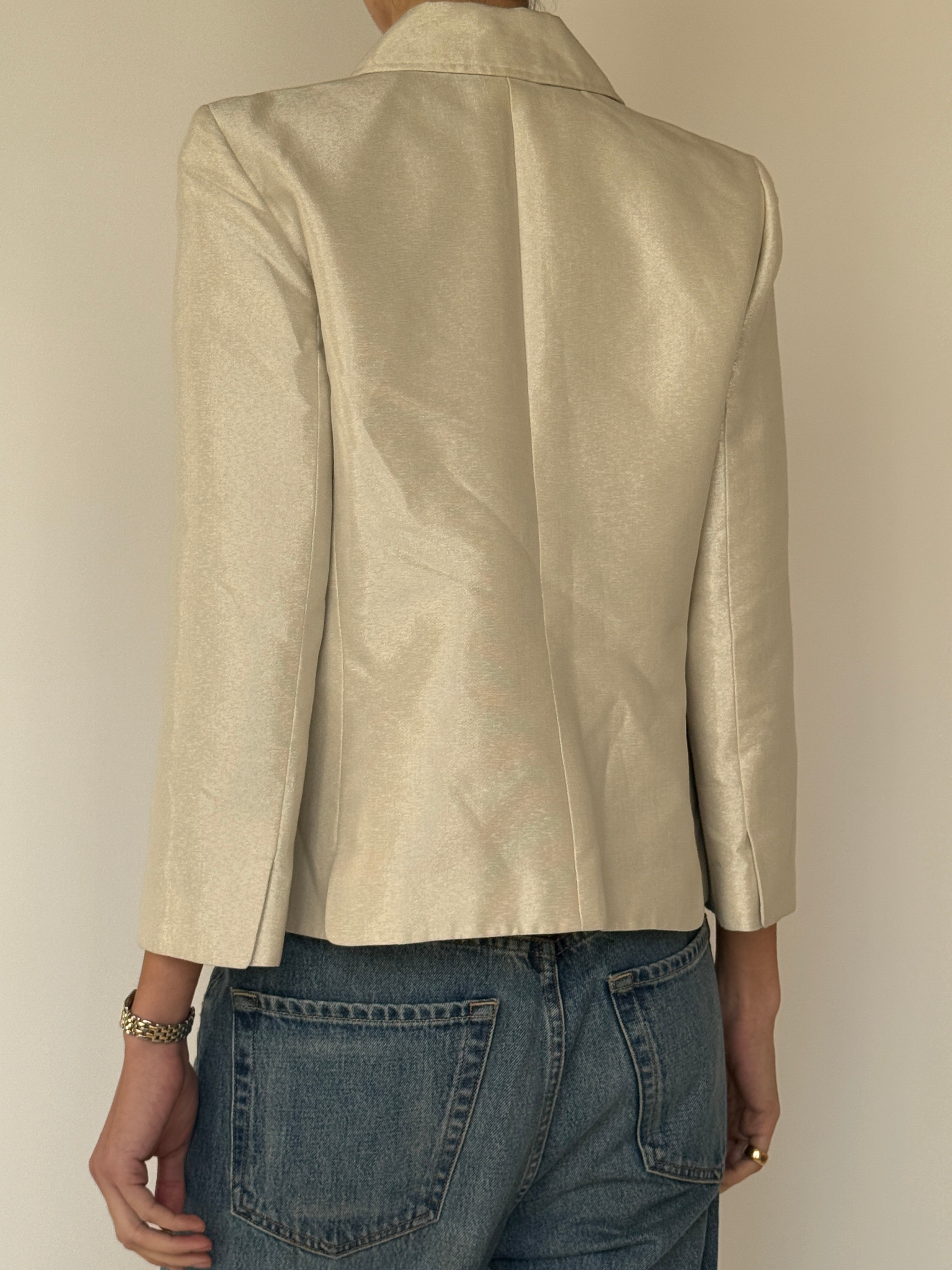 Vintage Ivory Satin Blazer 7025