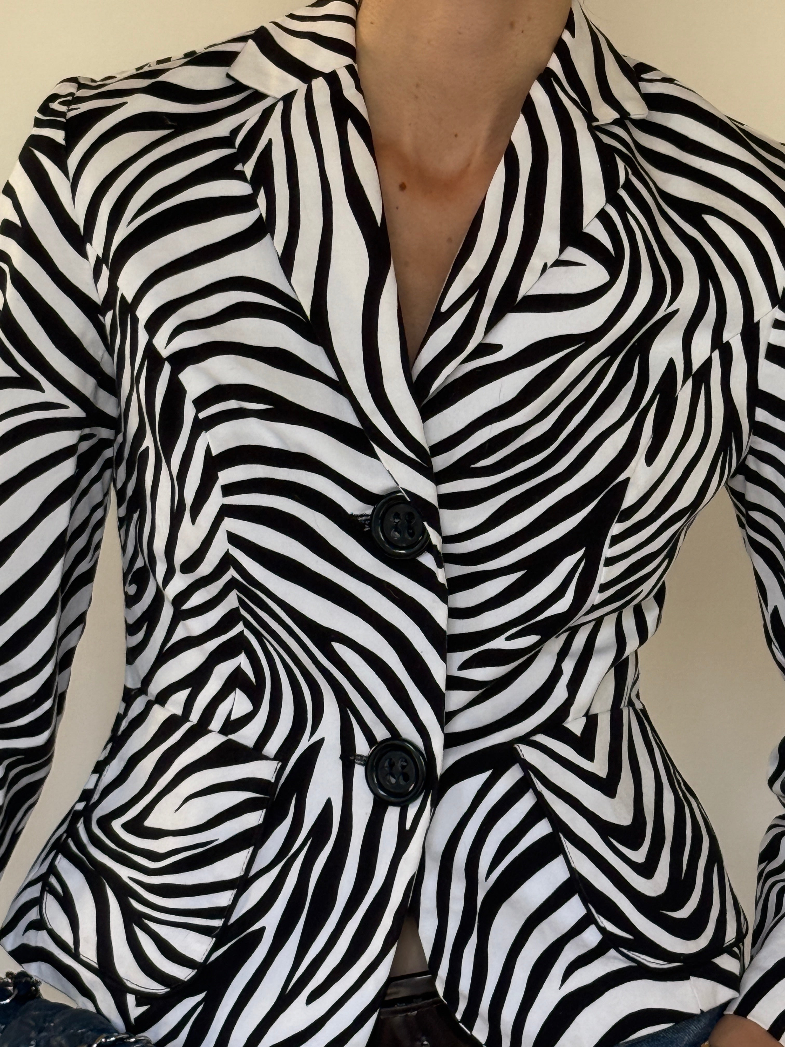 Vintage zebra print blazer front view