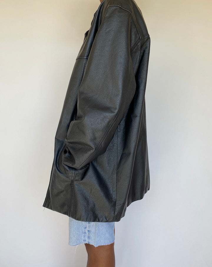 VINTAGE OVERSIZED BLACK LEATHER JACKET 1177