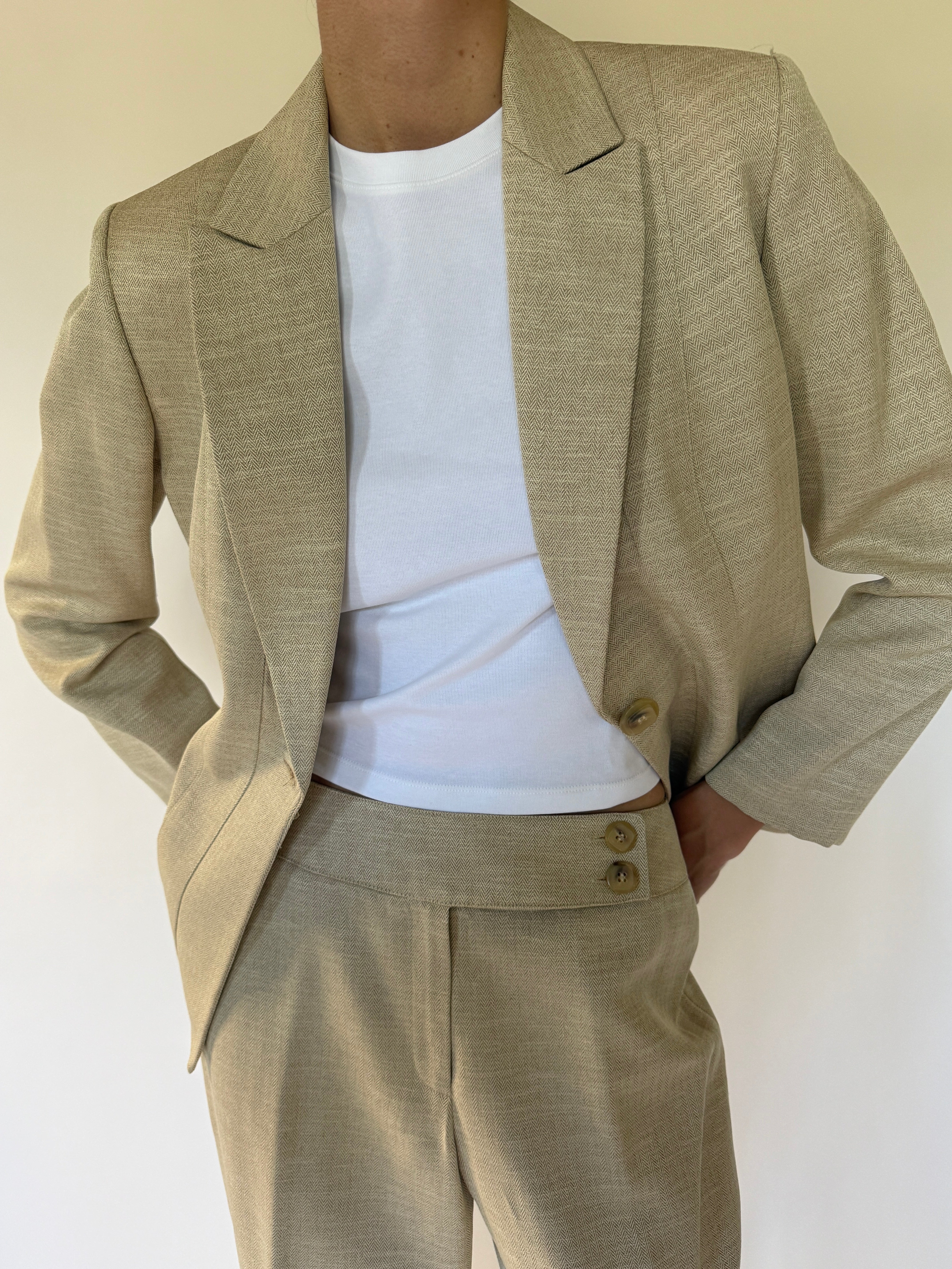 Vintage beige woven fabric close-up