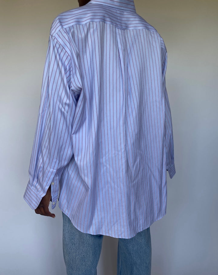 VINTAGE OVERSIZED BLUE STRIPED BUTTON DOWN SHIRT 3550