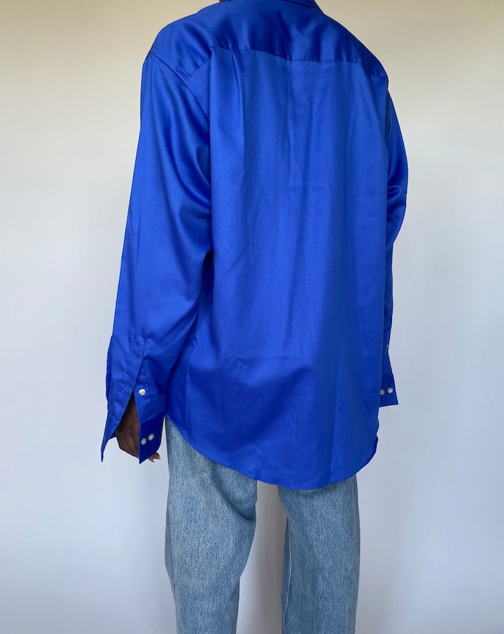 VINTAGE OVERSIZED BLUE BUTTON DOWN SHIRT 3551