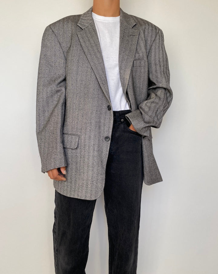 VINTAGE GREY SINGLE BREASTED BLAZER 1832