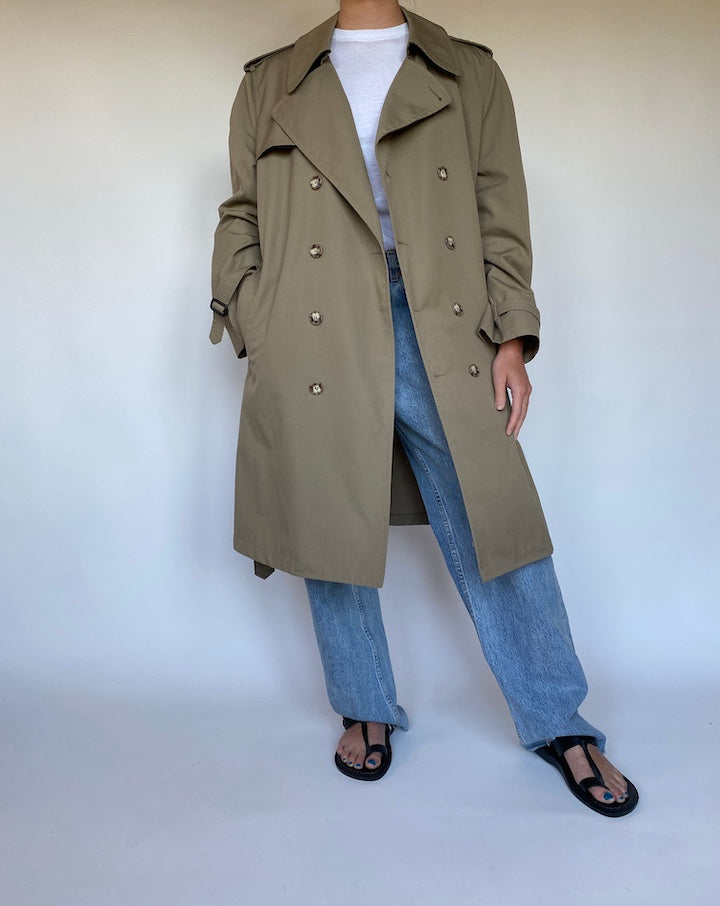VINTAGE LONG BEIGE TRENCH COAT 3080