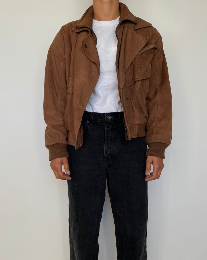 VINTAGE BOXY BROWN SUEDE LEATHER JACKET 1834
